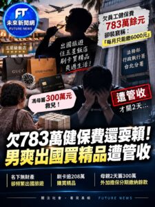 裝窮稱「每月只能繳6000元」卻狂出國住五星飯店　欠783萬健保費遭管收！母親2天捧300萬救兒