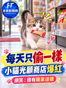 小貓每天準時光顧商店「只偷一樣」就走　網友笑翻：很有職業道德